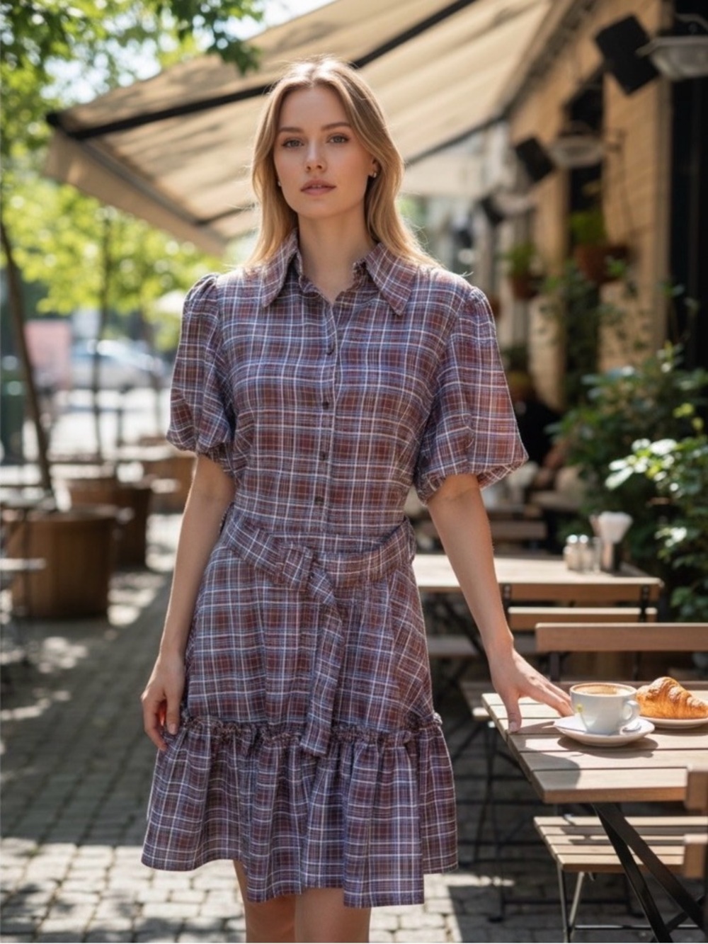 Ivy City Co | Brown Plaid Shirt Dress